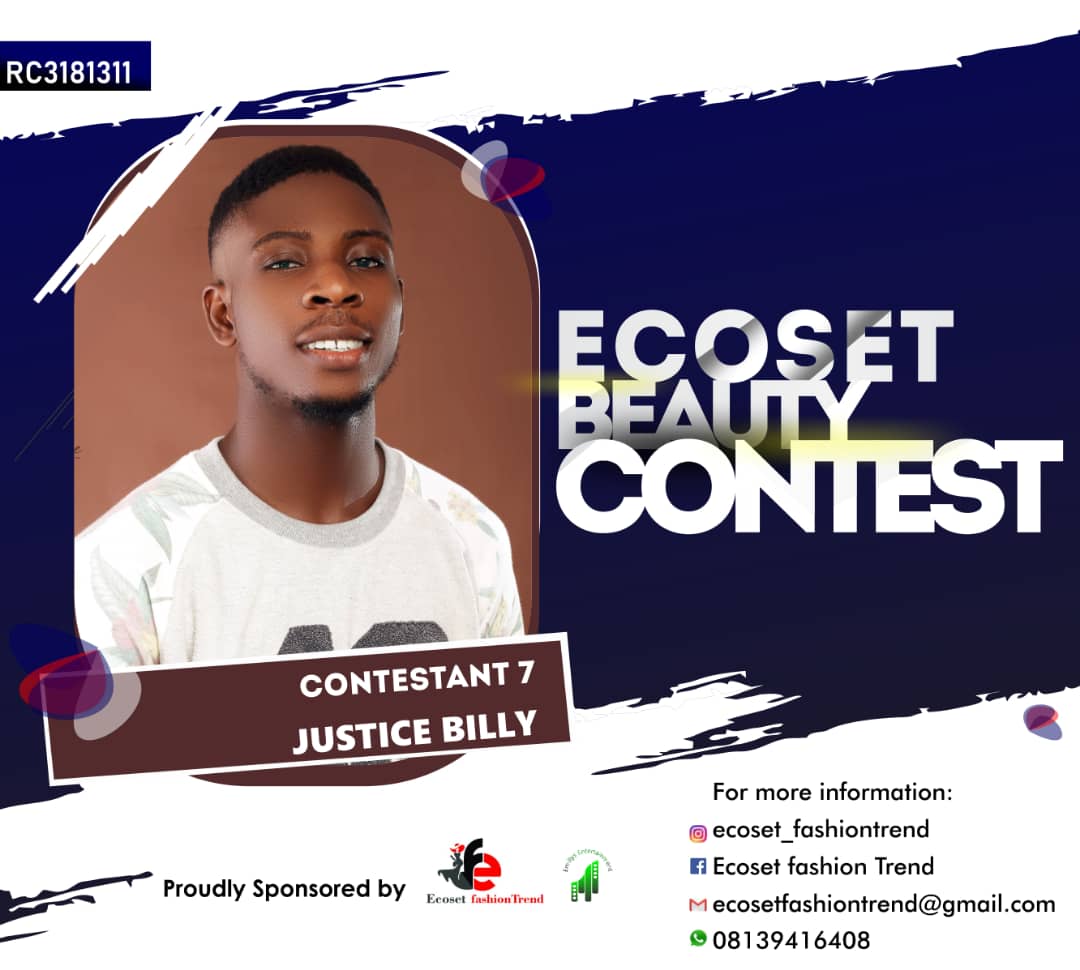 Vote JUSTICE BILLY in ECOSET BEAUTY CONTEST NIGERIA Voting Contest @ Fetem.com.ng