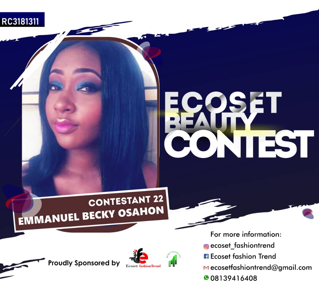 Vote OSAHON EMMANUEL	BECKY in ECOSET BEAUTY CONTEST NIGERIA Voting Contest @ Fetem.com.ng