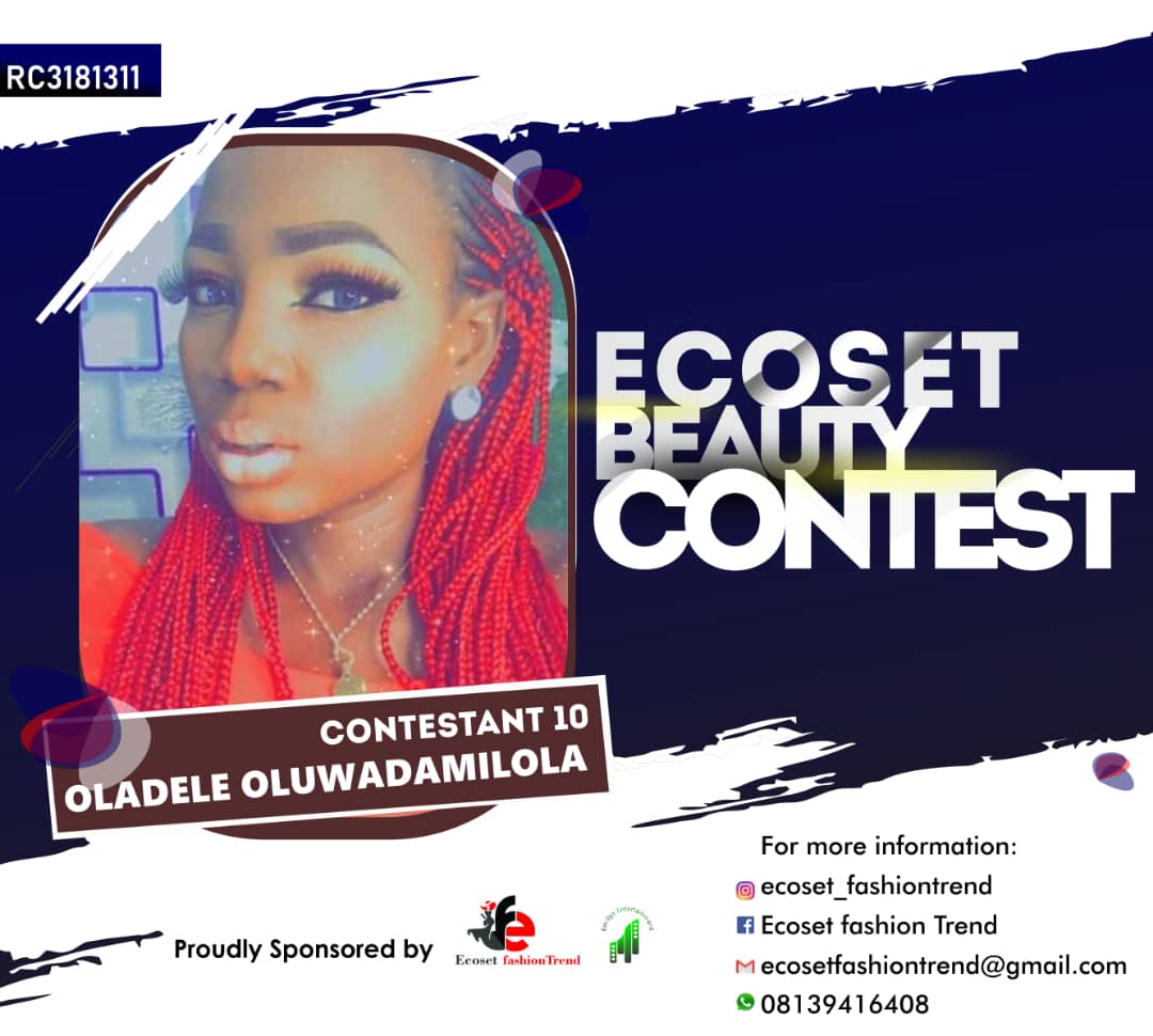 Vote OLADELE	OLUWADAMILOLA IBUKUNOLUWA in ECOSET BEAUTY CONTEST NIGERIA Voting Contest @ Fetem.com.ng