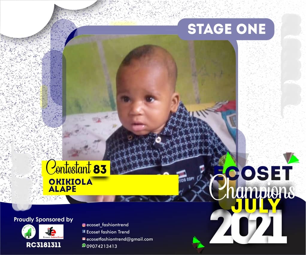 Vote OKIKIOLA ALAPE in ECOSET CHAMPION KIDS OF JULY Voting Contest @ Fetem.com.ng
