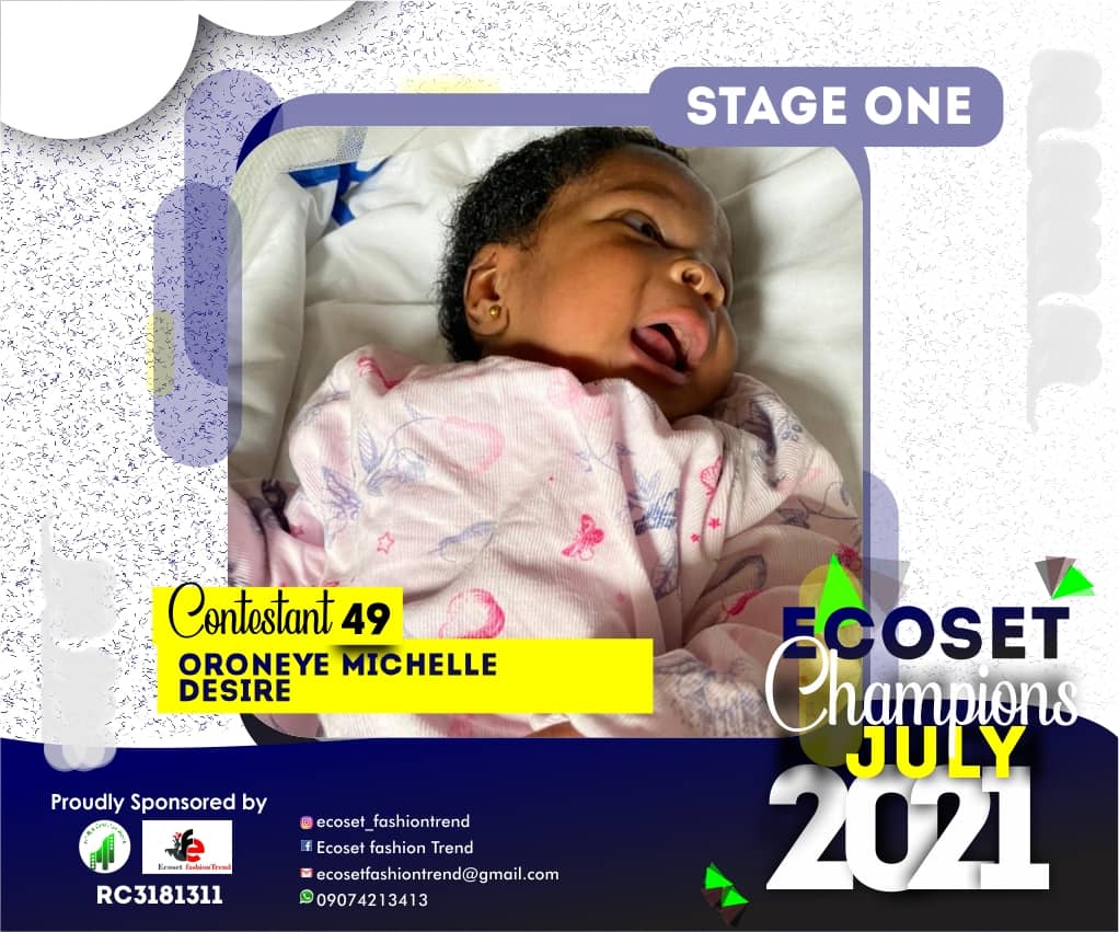 Vote ORONEYE	MICHELLE DESIRE in ECOSET CHAMPION KIDS OF JULY Voting Contest @ Fetem.com.ng