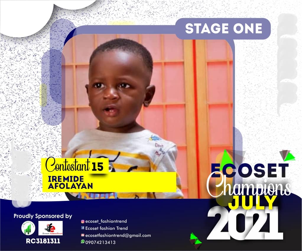 Vote IREMIDE AFOLAYAN in ECOSET CHAMPION KIDS OF JULY Voting Contest @ Fetem.com.ng