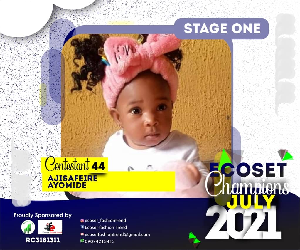 Vote AJISAFE IREAYOMIDE in ECOSET CHAMPION KIDS OF JULY Voting Contest @ Fetem.com.ng