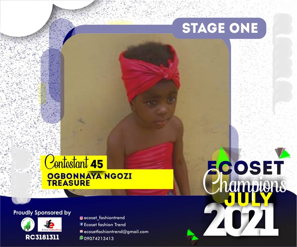 Vote OGBONNAYA	NGOZI TREASURE in ECOSET CHAMPION KIDS OF JULY Voting Contest @ Fetem.com.ng