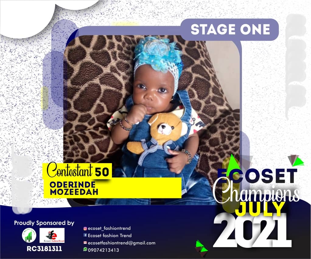 Vote ODERINDE MOZEEDAH in ECOSET CHAMPION KIDS OF JULY Voting Contest @ Fetem.com.ng