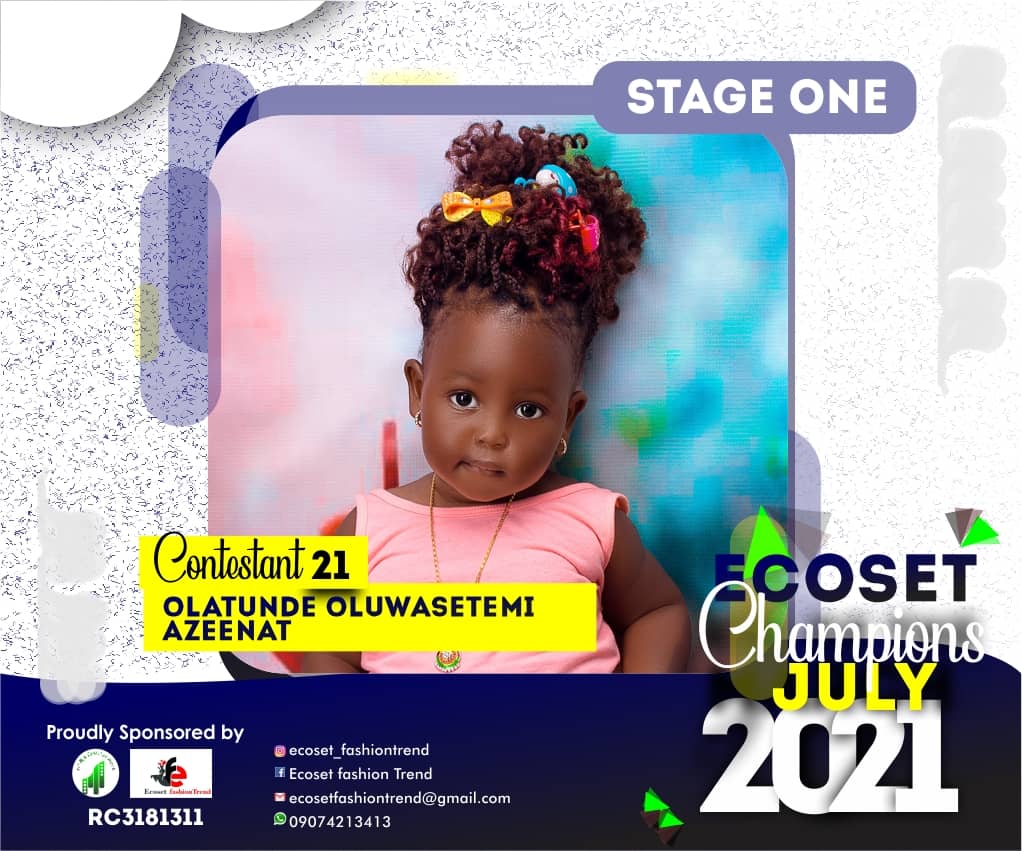 Vote OLATUNDE	OLUWASETEMI AZEENAT in ECOSET CHAMPION KIDS OF JULY Voting Contest @ Fetem.com.ng