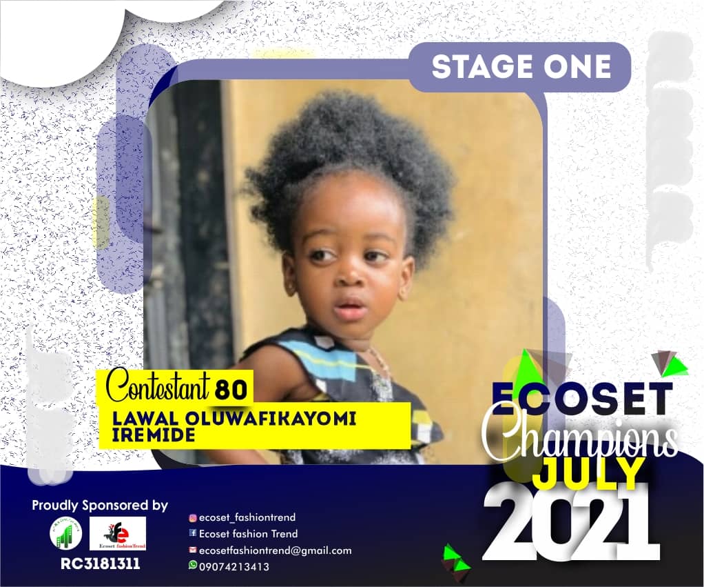 Vote LAWAL	OLUWAFIKAYOMI IREMIDE in ECOSET CHAMPION KIDS OF JULY Voting Contest @ Fetem.com.ng