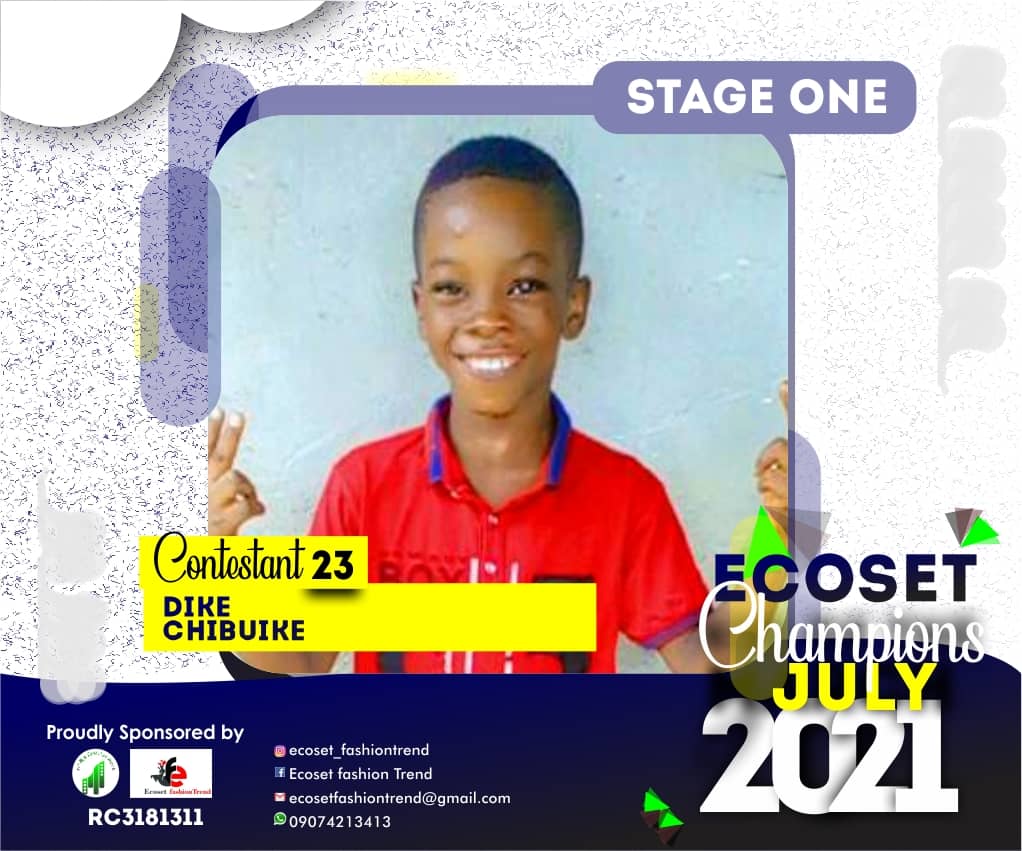 Vote DIKE CHIBUIKE in ECOSET CHAMPION KIDS OF JULY Voting Contest @ Fetem.com.ng