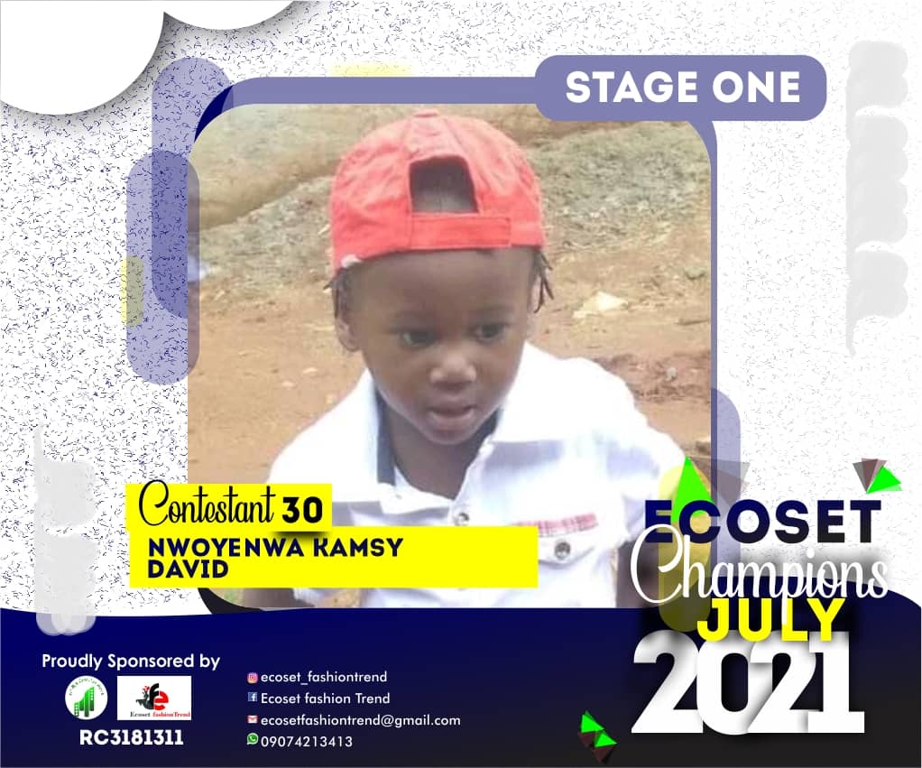 Vote NWOYENWA KAMSY	DAVID in ECOSET CHAMPION KIDS OF JULY Voting Contest @ Fetem.com.ng