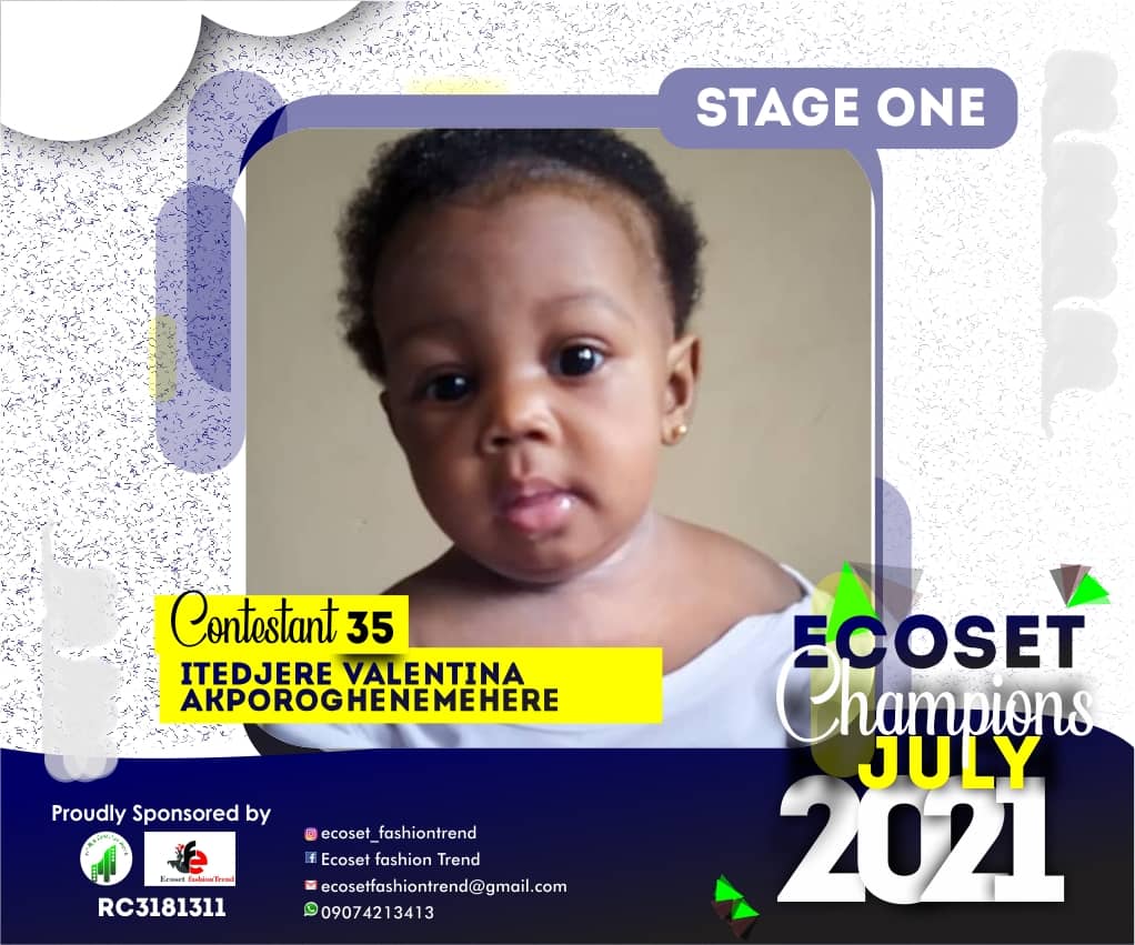 Vote ITEDJERE	VALENTINA AKPOROGHENEMEHERE in ECOSET CHAMPION KIDS OF JULY Voting Contest @ Fetem.com.ng
