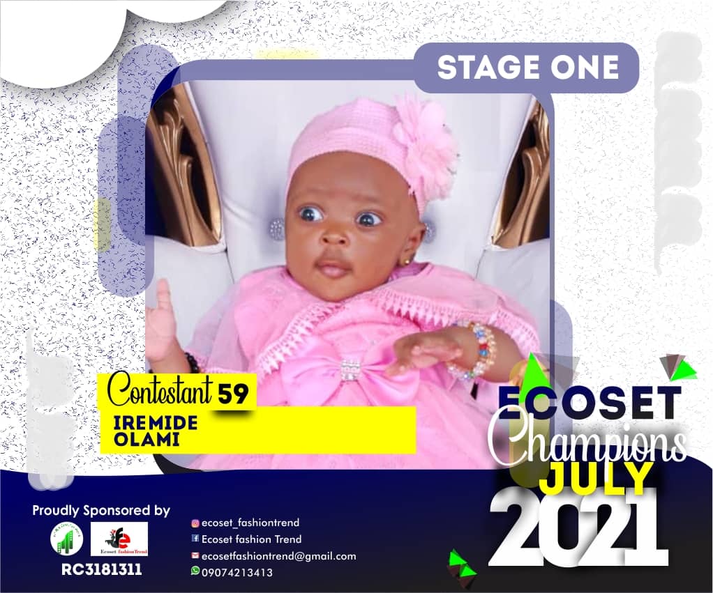 Vote IREMIDE OLAMI in ECOSET CHAMPION KIDS OF JULY Voting Contest @ Fetem.com.ng