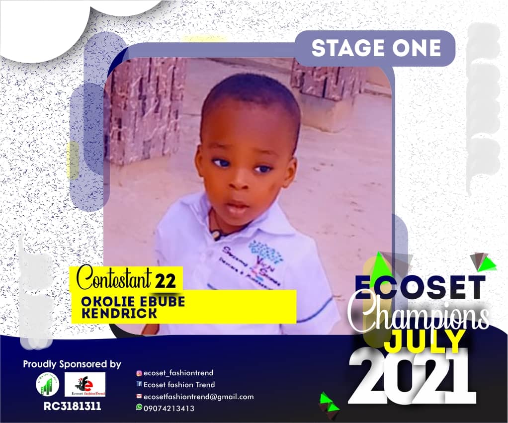 Vote OKOLIE	EBUBE KENDRICK in ECOSET CHAMPION KIDS OF JULY Voting Contest @ Fetem.com.ng