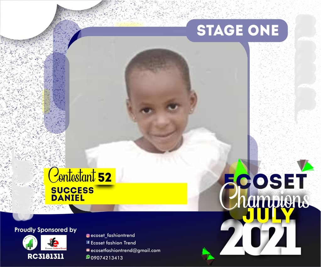 Vote SUCCESS DANIEL in ECOSET CHAMPION KIDS OF JULY Voting Contest @ Fetem.com.ng