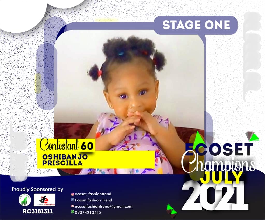 Vote OSHIBANJO PRISCILLA in ECOSET CHAMPION KIDS OF JULY Voting Contest @ Fetem.com.ng