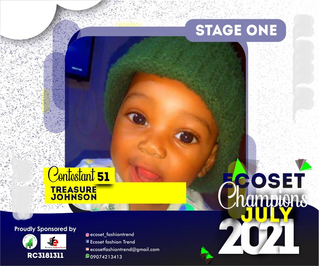 Vote TREASURE JOHNSON in ECOSET CHAMPION KIDS OF JULY Voting Contest @ Fetem.com.ng