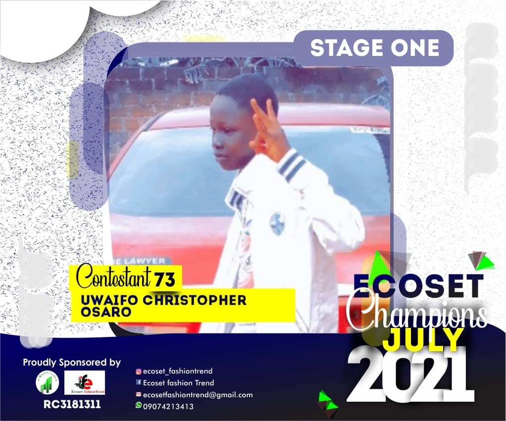 Vote UWAIFO	CHRISTOPHER OSARO in ECOSET CHAMPION KIDS OF JULY Voting Contest @ Fetem.com.ng