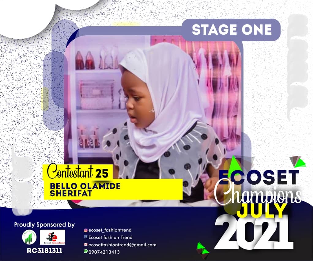 Vote BELLO	OLAMIDE SHERIFAT in ECOSET CHAMPION KIDS OF JULY Voting Contest @ Fetem.com.ng