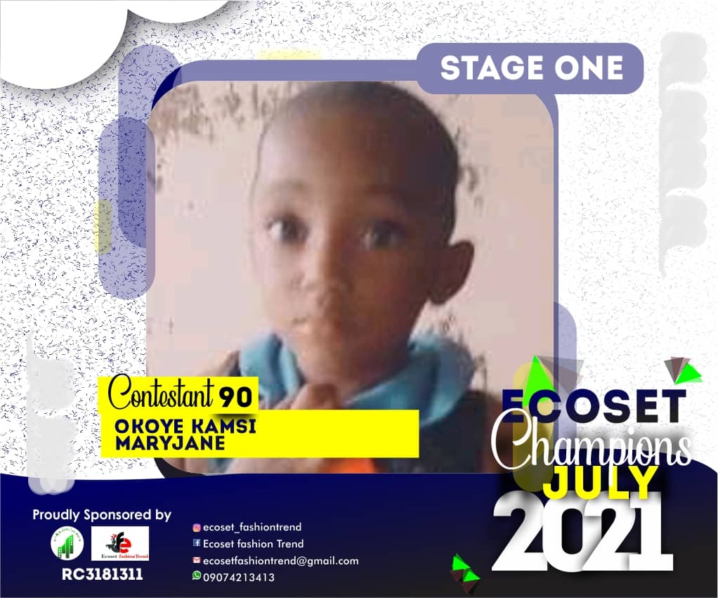 Vote OKOYE	KAMSI MARY JANE in ECOSET CHAMPION KIDS OF JULY Voting Contest @ Fetem.com.ng