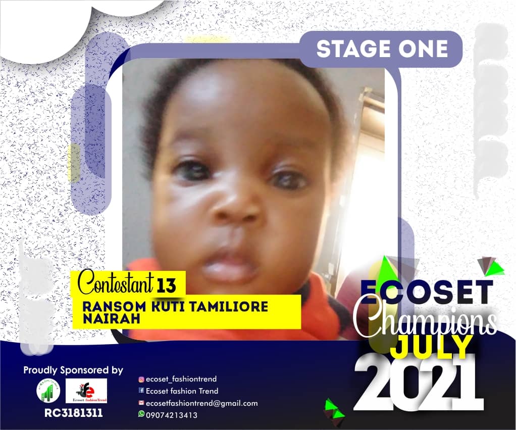 Vote RANSOM KUTI	TAMILIORE NAIRAH in ECOSET CHAMPION KIDS OF JULY Voting Contest @ Fetem.com.ng