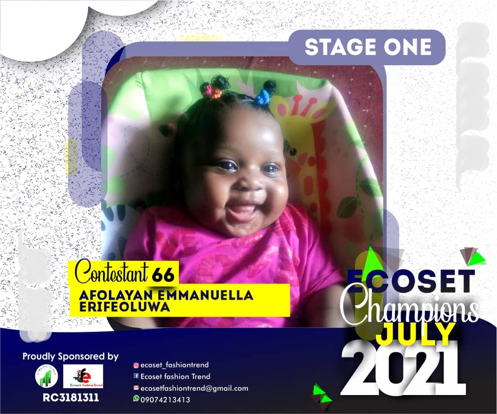 Vote AFOLAYAN	EMMANUELLA ERIFEOLUWA in ECOSET CHAMPION KIDS OF JULY Voting Contest @ Fetem.com.ng