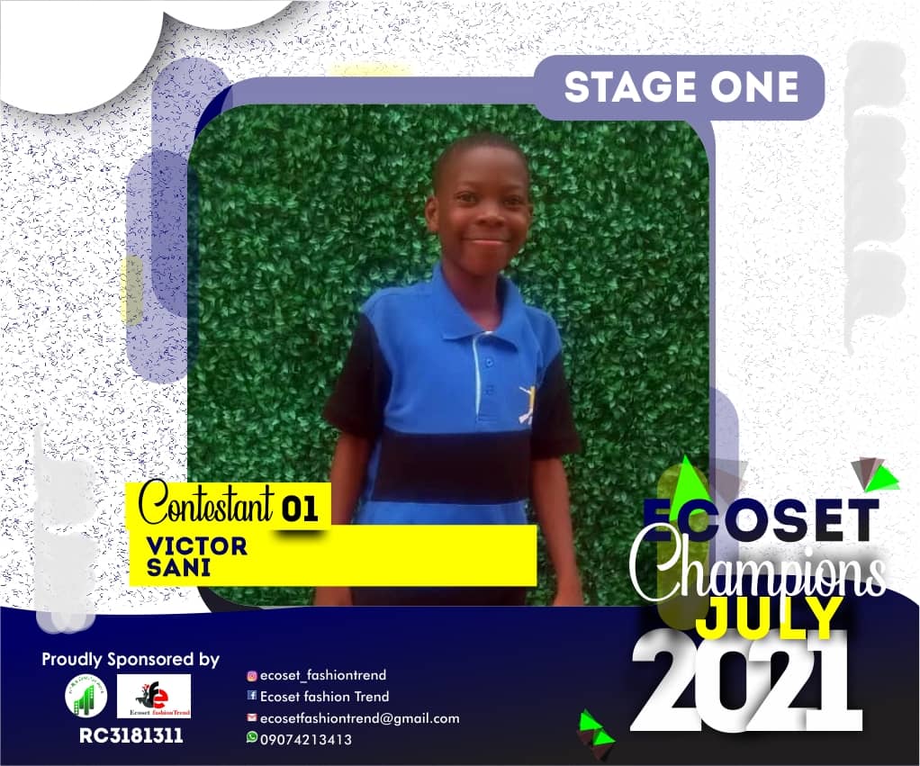 Vote VICTOR SANI in ECOSET CHAMPION KIDS OF JULY Voting Contest @ Fetem.com.ng