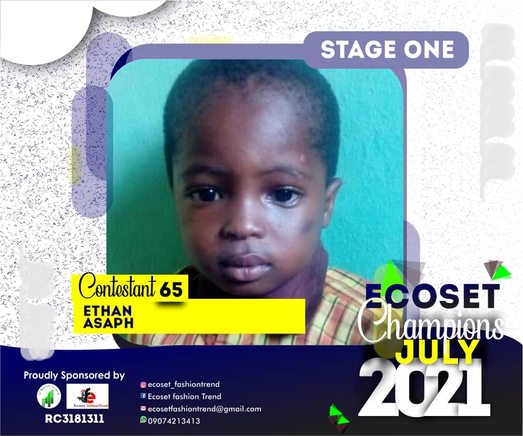 Vote ETHAN ASAPH in ECOSET CHAMPION KIDS OF JULY Voting Contest @ Fetem.com.ng