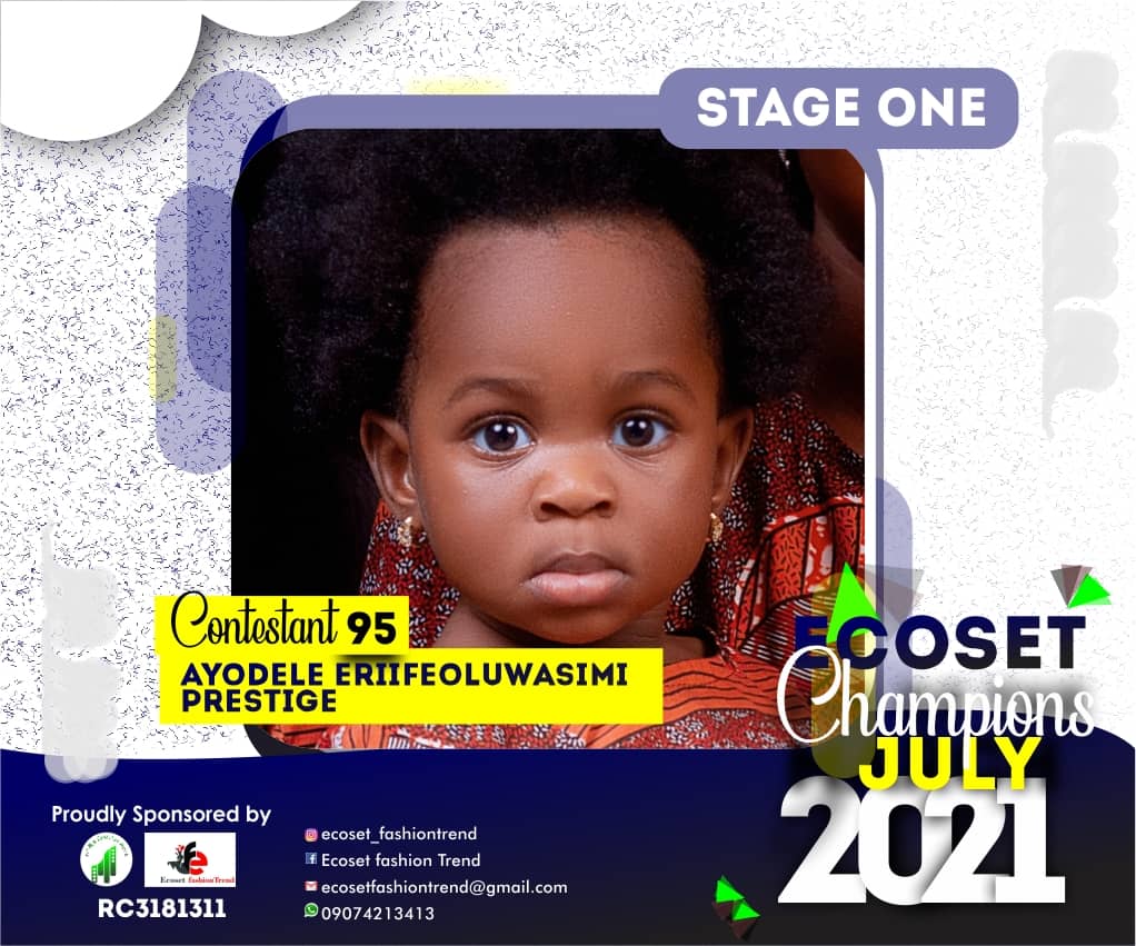Vote AYODELE	ERIIFEOLUWASIMI PRESTIGE in ECOSET CHAMPION KIDS OF JULY Voting Contest @ Fetem.com.ng