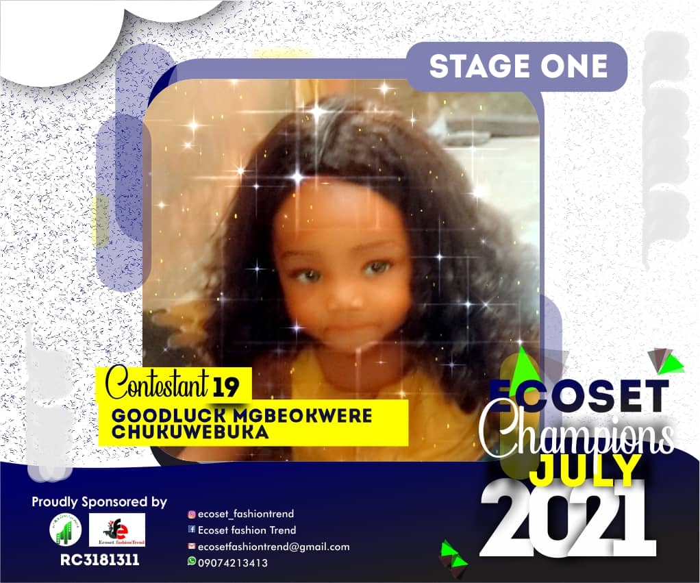 Vote GOODLUCK	MGBEOKWERE CHUKUWEBUKA in ECOSET CHAMPION KIDS OF JULY Voting Contest @ Fetem.com.ng