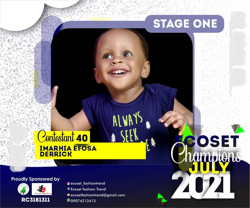 Vote IMARHIA	EFOSA DERRICK in ECOSET CHAMPION KIDS OF JULY Voting Contest @ Fetem.com.ng
