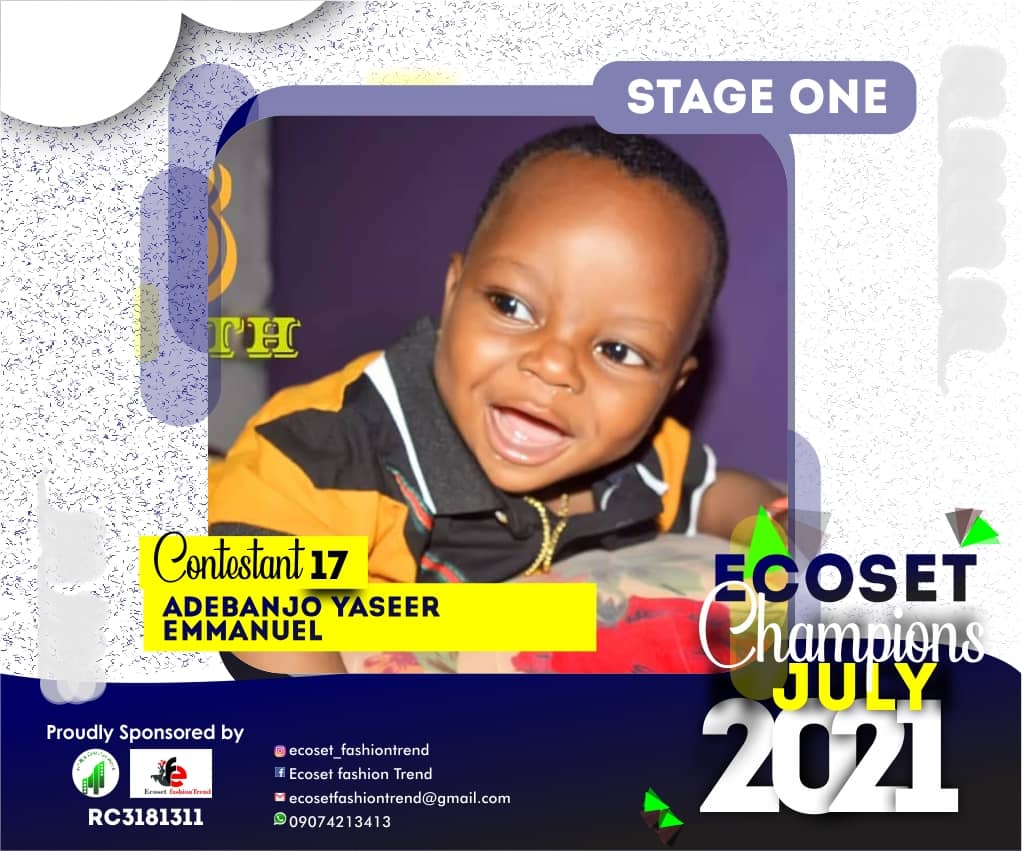 Vote ADEBANJO	YASEER EMMANUEL in ECOSET CHAMPION KIDS OF JULY Voting Contest @ Fetem.com.ng