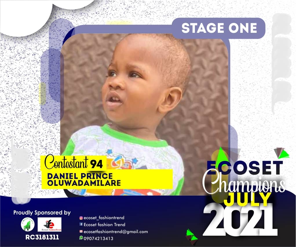 Vote DANIEL	PRINCE OLUWADAMILARE in ECOSET CHAMPION KIDS OF JULY Voting Contest @ Fetem.com.ng