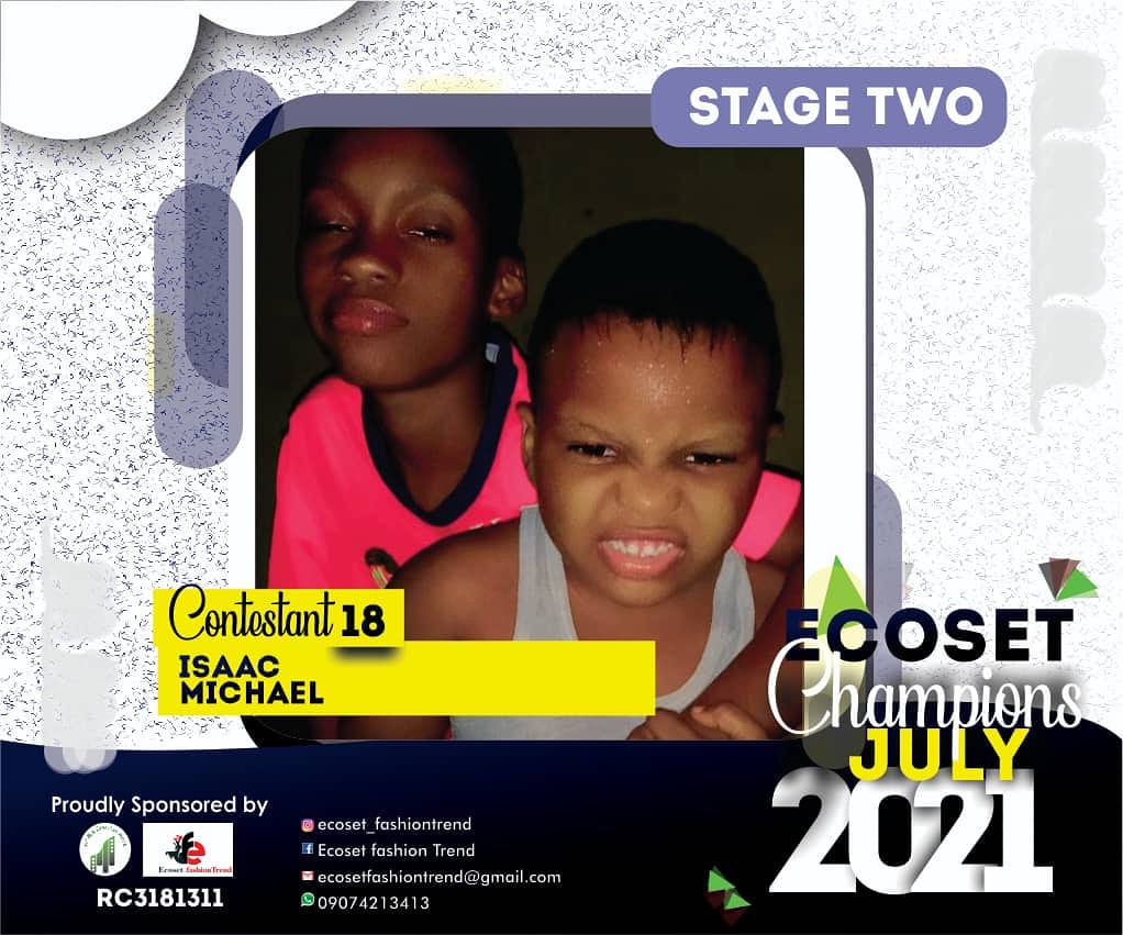 Vote ISAAC MICHAEL in ECOSET CHAMPION KIDS OF JULY Voting Contest @ Fetem.com.ng