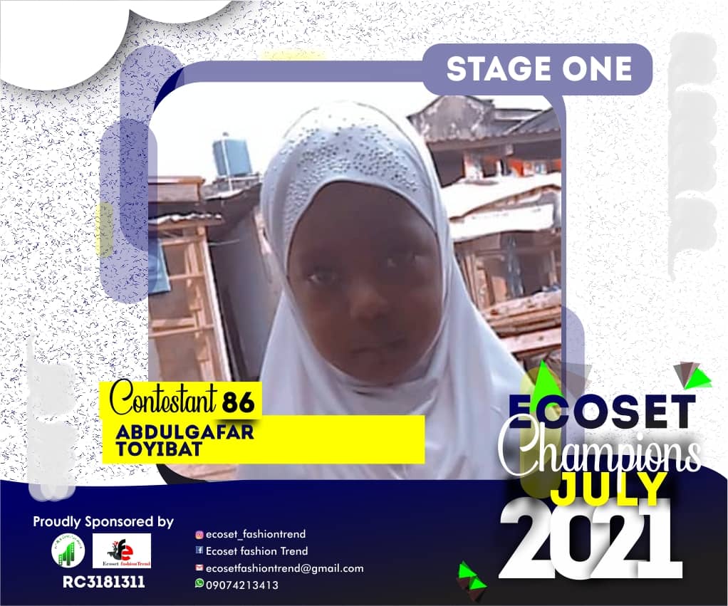 Vote ABDULGAFAR TOYIBAT in ECOSET CHAMPION KIDS OF JULY Voting Contest @ Fetem.com.ng