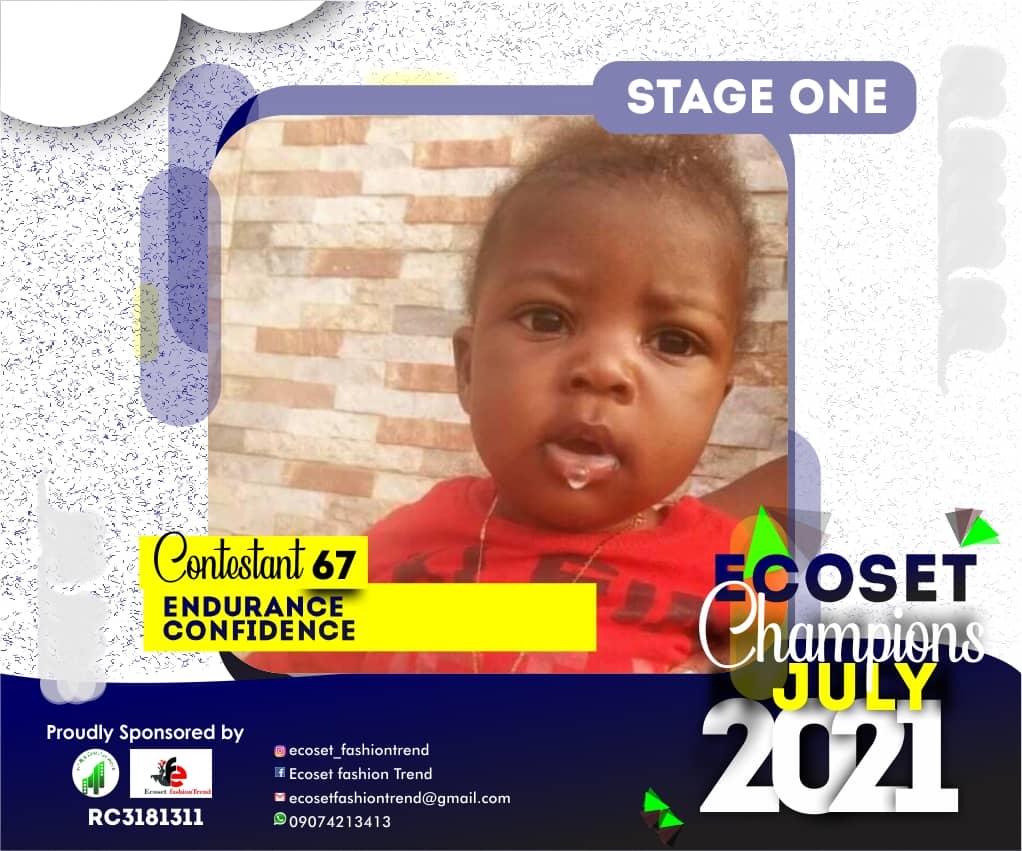 Vote ENDURANCE CONFIDENCE in ECOSET CHAMPION KIDS OF JULY Voting Contest @ Fetem.com.ng