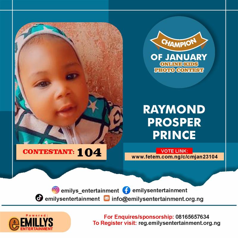 Vote RAYMOND	PROSPER PRINCE in CHAMPION OF JANUARY Voting Contest @ Fetem.com.ng