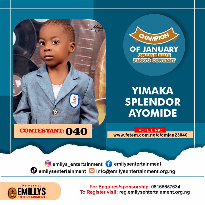 Vote YIMAKA	SPLENDOR AYOMIDE in CHAMPION OF JANUARY Voting Contest @ Fetem.com.ng