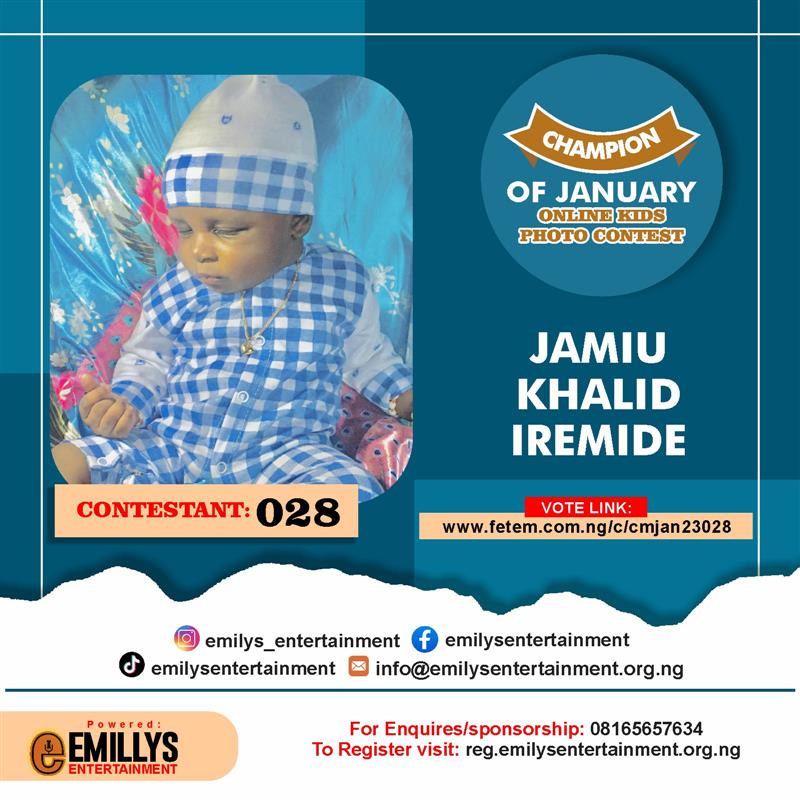 Vote JAMIU	KHALID IREMIDE in CHAMPION OF JANUARY Voting Contest @ Fetem.com.ng