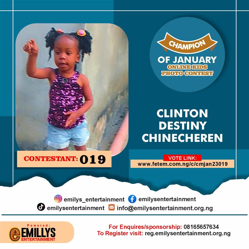 Vote CLINTON	DESTINY CHINECHEREM in CHAMPION OF JANUARY Voting Contest @ Fetem.com.ng