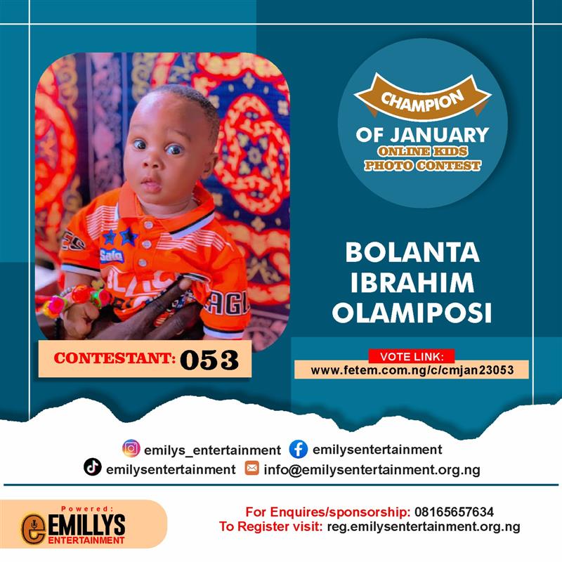 Vote BOLANTA	IBRAHIM OLAMIPOSI in CHAMPION OF JANUARY Voting Contest @ Fetem.com.ng