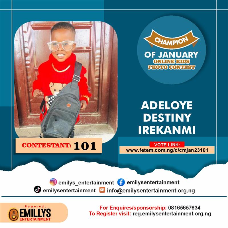 Vote ADELOYE	DESTINY IREKANMI in CHAMPION OF JANUARY Voting Contest @ Fetem.com.ng