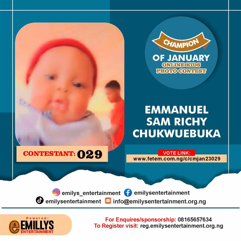 Vote EMMANUEL	SAM RICHY EBUKA in CHAMPION OF JANUARY Voting Contest @ Fetem.com.ng