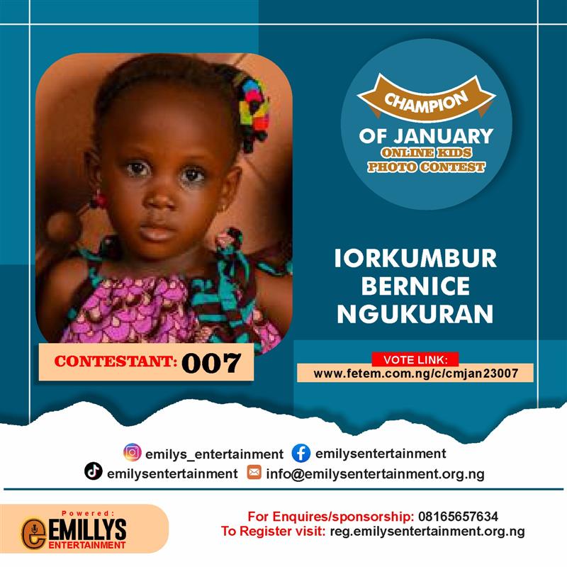 Vote IORKUMBUR	BERNICE NGUKURAN in CHAMPION OF JANUARY Voting Contest @ Fetem.com.ng