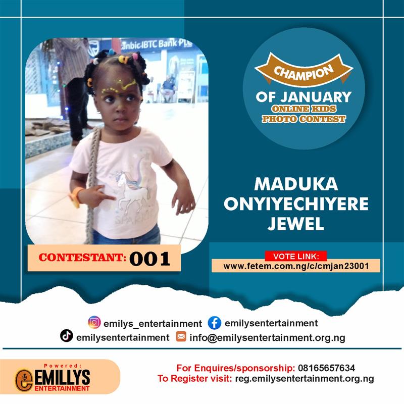 Vote MADUKA ONYIYECHIYERE	JEWEL in CHAMPION OF JANUARY Voting Contest @ Fetem.com.ng