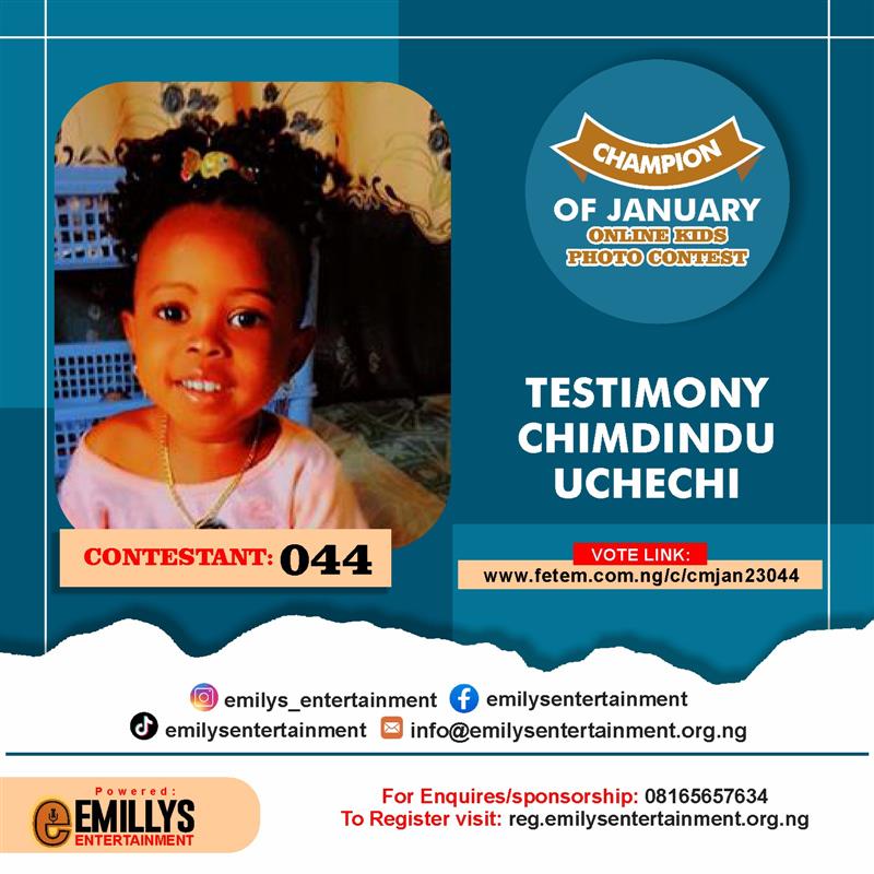 Vote TESTIMONY	CHIMDINDU UCHECHI in CHAMPION OF JANUARY Voting Contest @ Fetem.com.ng