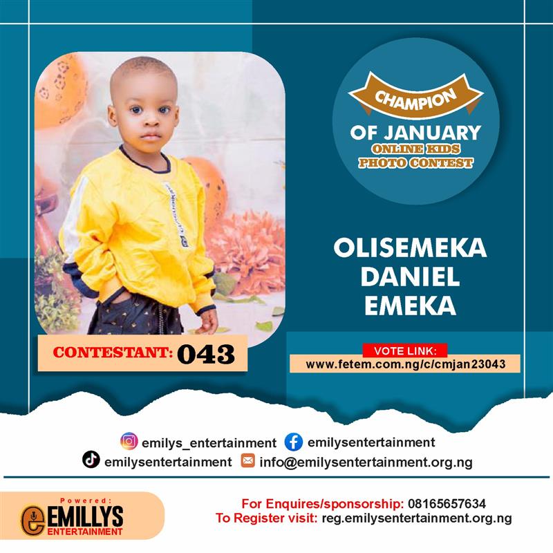 Vote OLISEMEKA	DANIEL EMEKA in CHAMPION OF JANUARY Voting Contest @ Fetem.com.ng