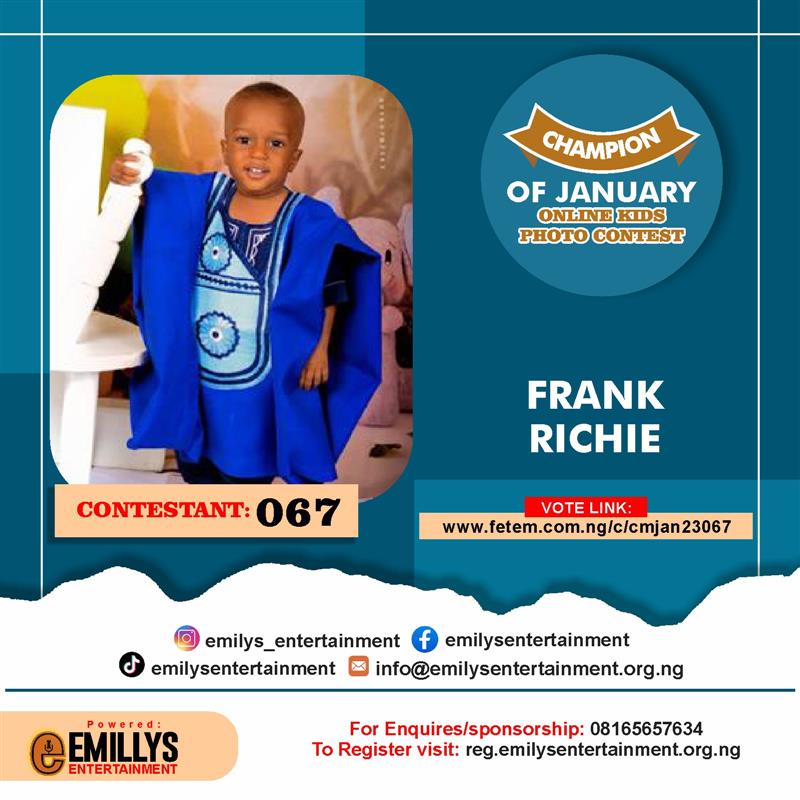 Vote FRANK RICHIE in CHAMPION OF JANUARY Voting Contest @ Fetem.com.ng