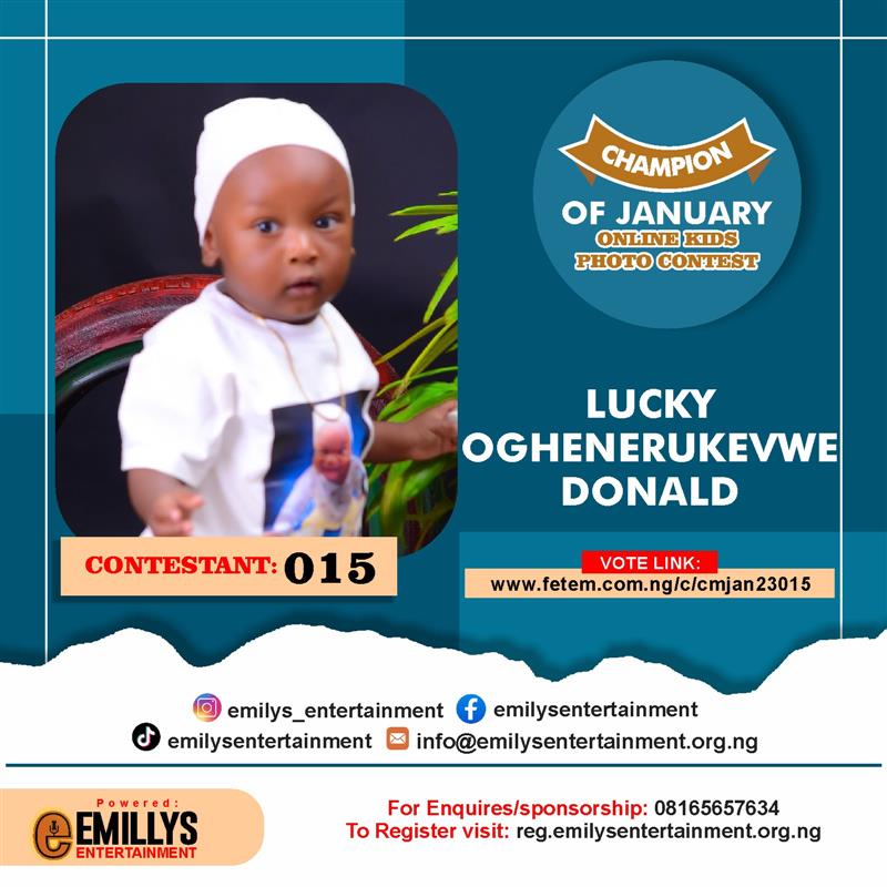 Vote LUCKY	OGHENERUKEVWE DONALD in CHAMPION OF JANUARY Voting Contest @ Fetem.com.ng