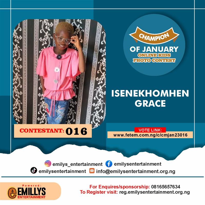 Vote ISENEKHOMHEN GRACE in CHAMPION OF JANUARY Voting Contest @ Fetem.com.ng