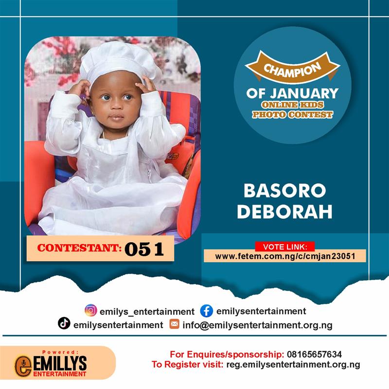 Vote BASORO	DEBORAH BASORO in CHAMPION OF JANUARY Voting Contest @ Fetem.com.ng
