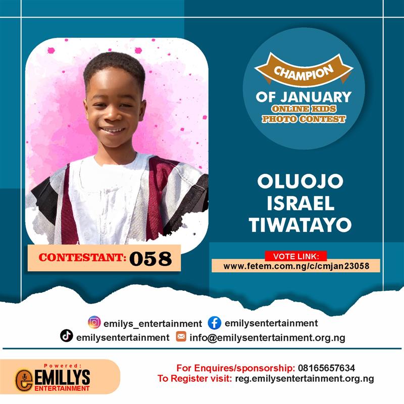 Vote OLUOJO	ISRAEL TIWATAYO in CHAMPION OF JANUARY Voting Contest @ Fetem.com.ng